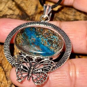 Dark Chessylite Blue Spar Azurite Pendant 2 1/2”